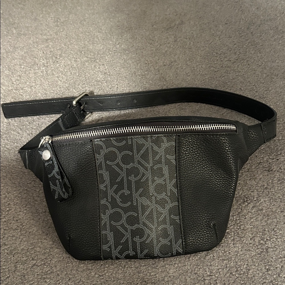 Calvin Klein Monogram Black Belt Bag